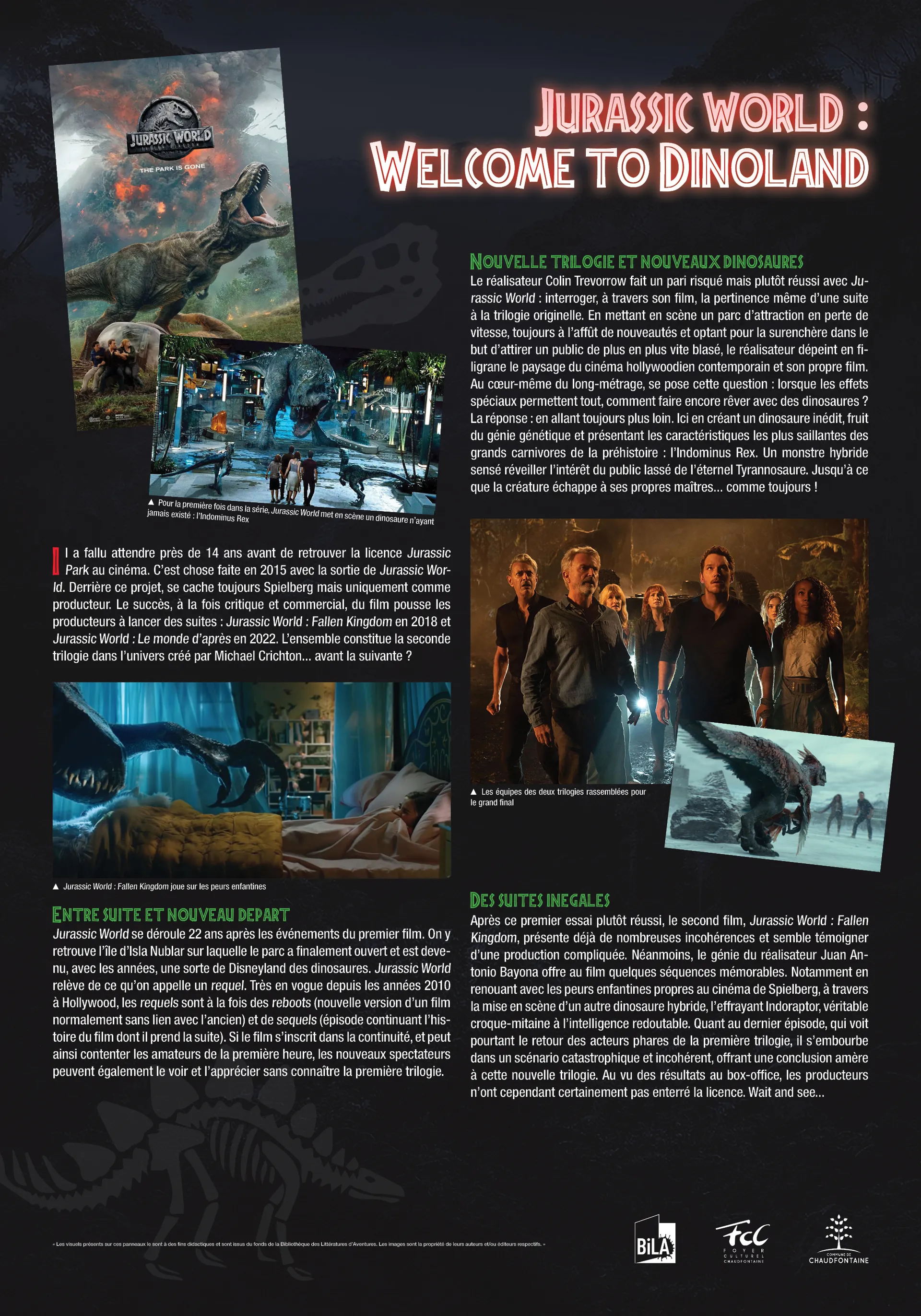 Jurrasic Park : les dinosaures, de la littérature aux écrans